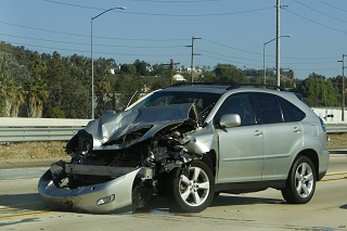image of a car totaled in an accident