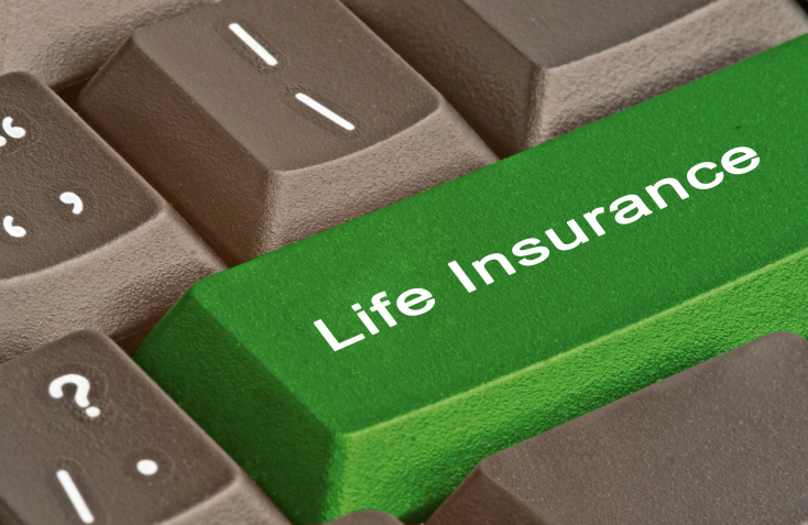 image of life insurance as a key board button