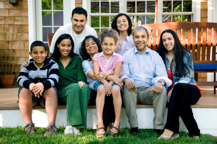 image of family outside home