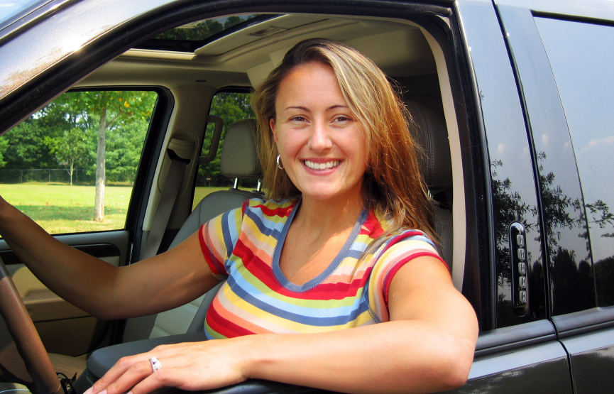 image of lady sitting in car